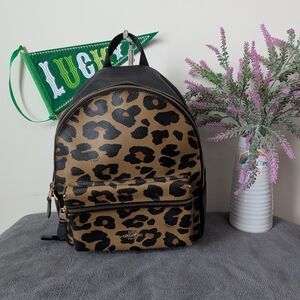 Coach Medium Charlie Backpack In Leopard Print